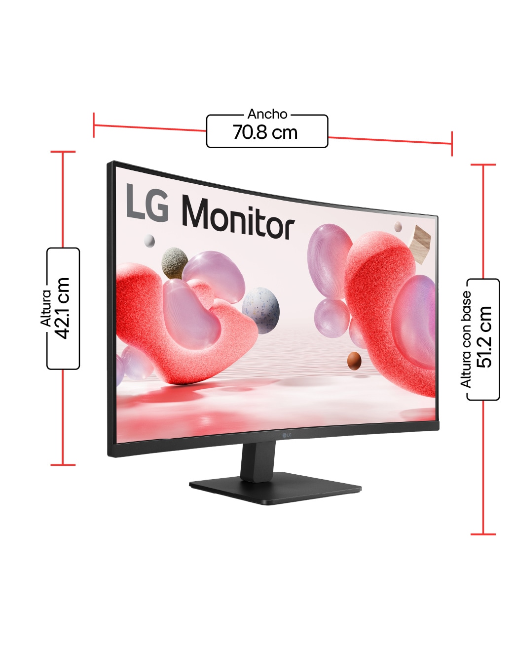 Dimensiones del Monitor LG curvo 32MR50C-B 100Hz 32